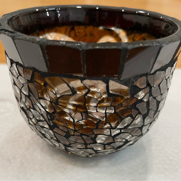 Partylite Mosaic Candle Holders Retired Amarreto Swirl Centerpiece - Picture 4 of 8